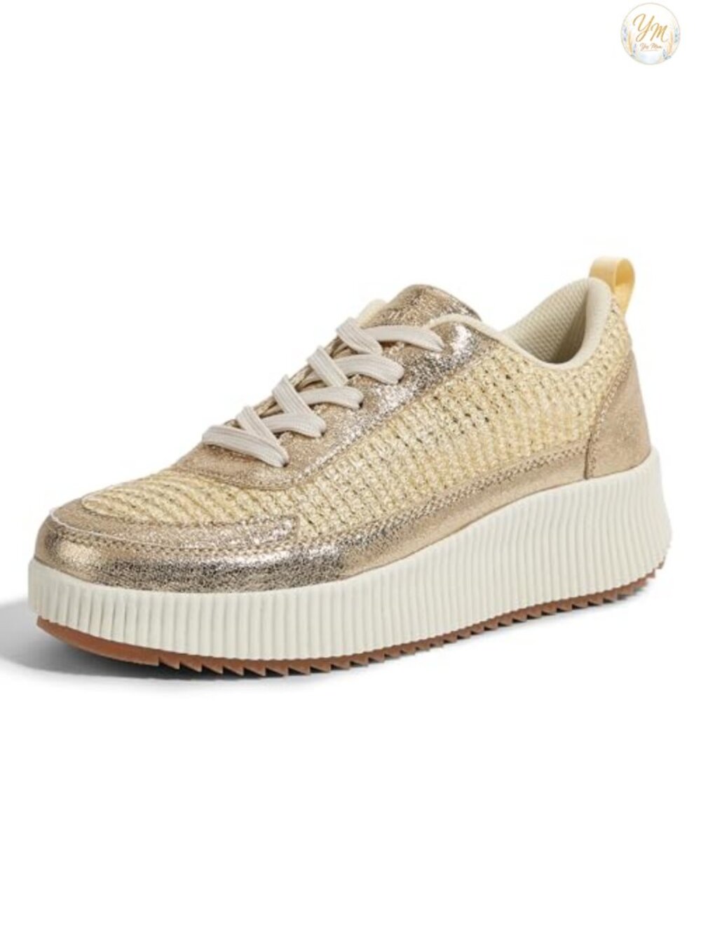 Woven Platform Sneakers Lace-Up Casual Walking Shoes